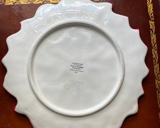 Bottom of Ceramic Poinsettia Christmas plate 