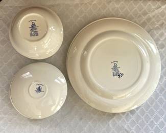 Bottom side of Wedgewood "Countryside" plates, three sizes 
