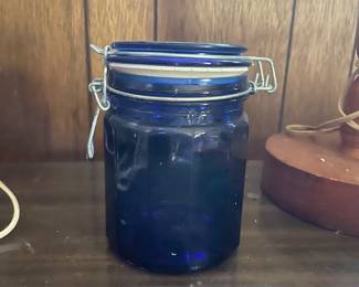 Blue glass jar 