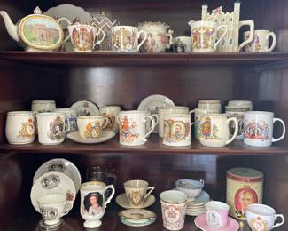 Collection of English dishware in office 