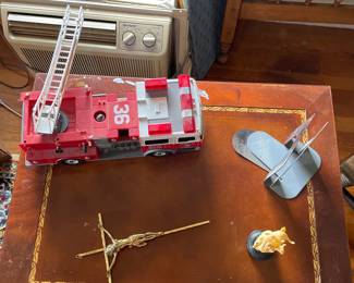 Top of wooden desk in upstairs bedroom 