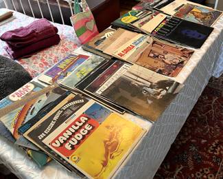 Collection of records in upstairs bedroom 