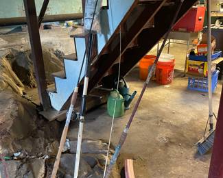 Fishing rods in basement 