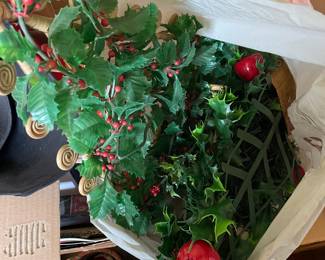 Box of assorted Christmas decorations in upstairs bedroom 