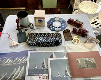 Vintage Marblehead calendars (unopened), seaside toys and ornaments 