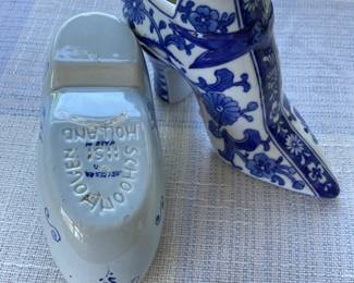 Blue and white ceramic shoes - brand engraved on bottom 