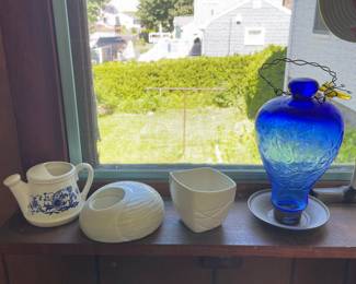 Assorted dishes, pots, teapot