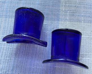 Petite blue glass top hats 