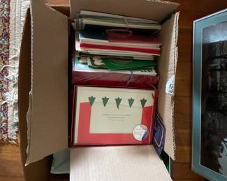 Box of assorted Christmas decorations in upstairs bedroom 