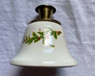 Gold and ceramic holly painted bell 