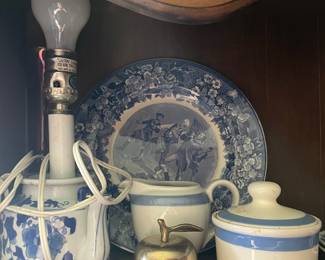 Spirit of '76 ceramic plate, assorted ceramics in den 