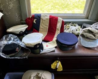 Collection of vintage nautical hats 