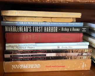 Vintage Marblehead books (living room)