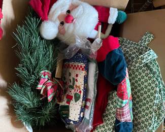Box of assorted Christmas decorations in upstairs bedroom 