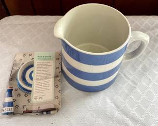 Cornishware white and blue striped large dreadnought jug 