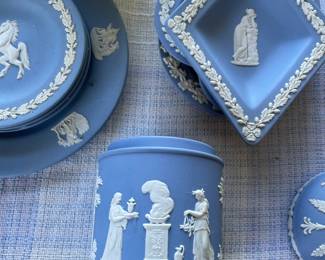 Details of one light blue, white matte finish dish