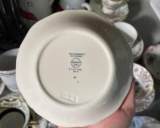 White, pink, blue floral decorative ceramic plate 