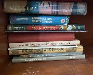 Vintage Marblehead books (living room)