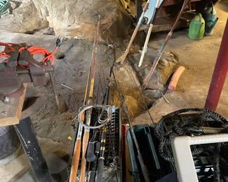 Fishing rods in basement 
