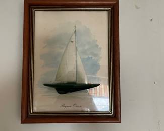 Framed nautical ship painting 