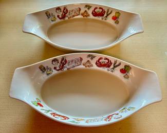 Vintage DH Holmes Seafood au gratin dishes