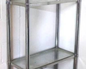 20 - Metal with glass shelves 27 x 72 x 12
