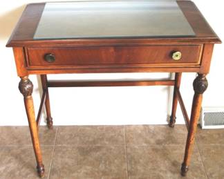 30 - Antique Desk with Glass Top 32 x 18 x 31
