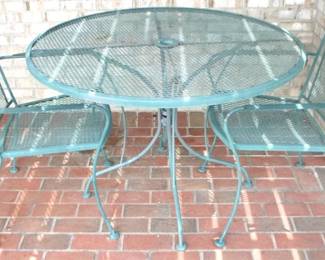 54 - 3pc Metal Patio Set Table- 42 x 49 Chairs- 24 x 20 x 34
