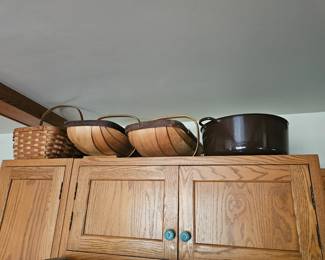 Antique Baskets and pottery bowls