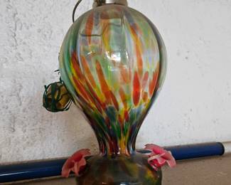 Art glass bird feeder