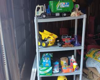 Tonka truck, metal trucks, , bubbles, stuffed animals, cleaning supplies