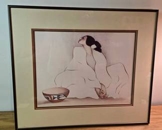 R C Gorman Signed Framed Zia Print