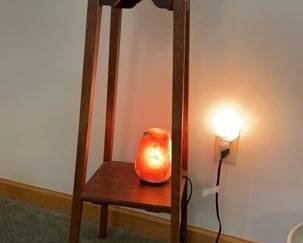 Vintage Wood Table With Salt Lamp And Salt Lamp Night Light