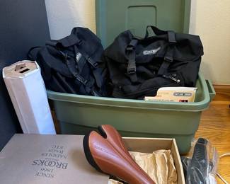 Ortlieb Waterproof Panniers With Leather Bike Seat And Patagonia Base Layer