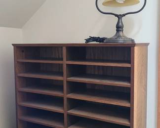 Wooden Organizer For Papers Plus Lamp