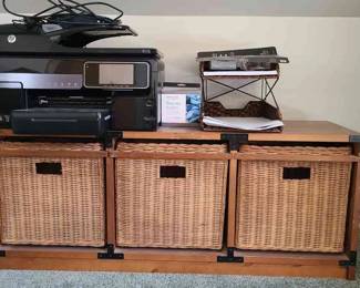 Wooden Bench With Storage Plus HP Printer Other Office Supplies