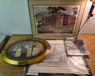 Bubble Glass Antique Photo Old Capitol University Of Iowa Hand Water Colored Print And More