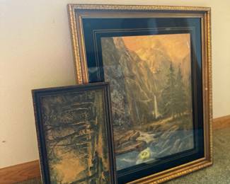 Two Vintage Looking Framed Forest Prints