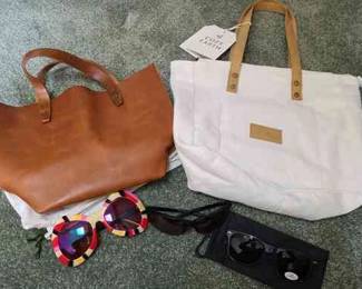 Two Bags One Leather One Fabric 3 Pairs Of Sunglasses