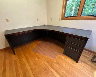 Corner Office Desk Including Office Supplies