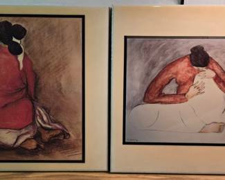 R C Gorman Gentle Mood And Woman Kneeling Art Tiles