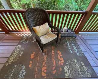 Patio Woven Rocking Chair With Table Rug And Bug Zapper