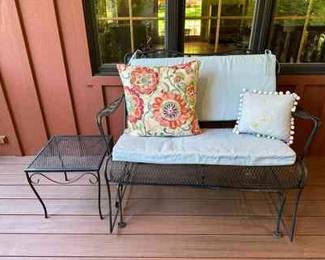 Metal Rocking Pateo Bench With Cushions And Table
