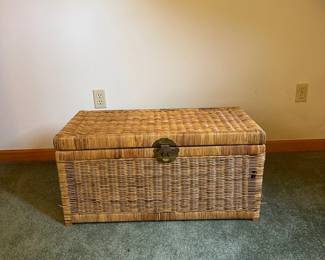 Vintage Rattan Chest With Copper appearing Detailing