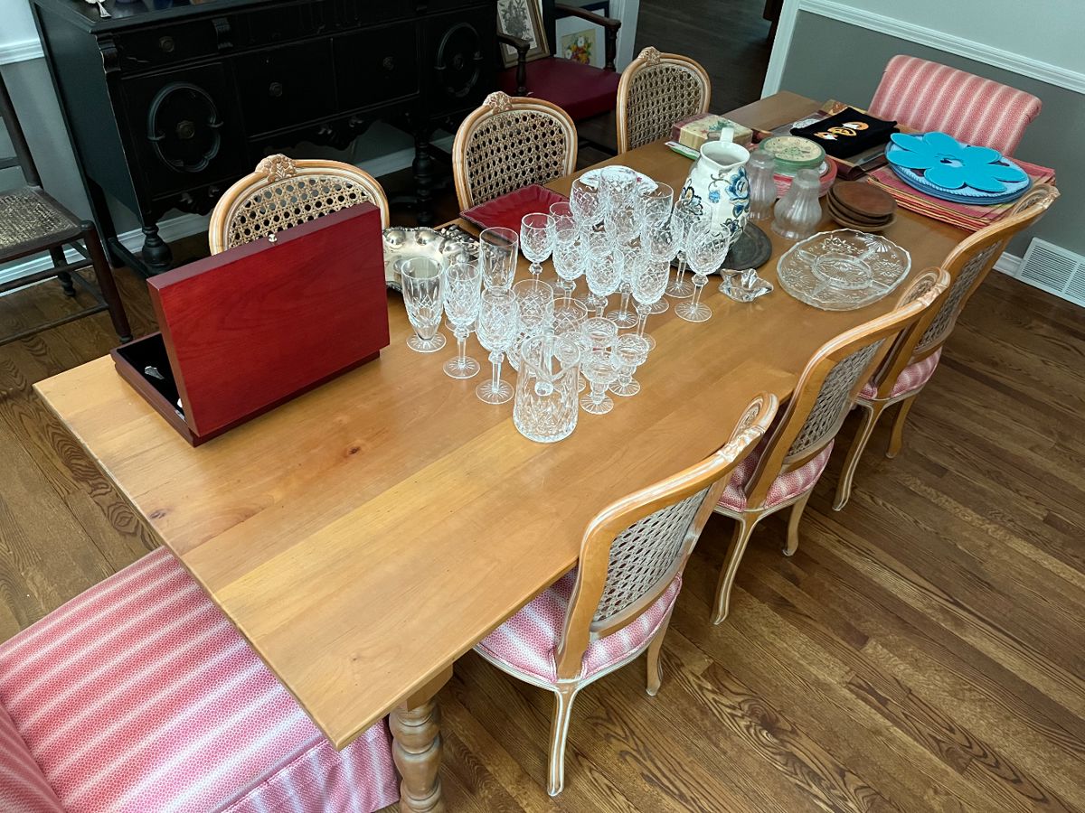 Dining table by Daeco Builders (Grand Rapids); eight chairs (six by Buying & Design Furniture, Italy).