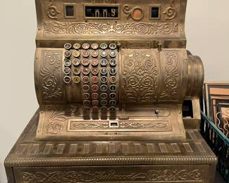 Antique cash register by Hallwood Cash Register Company.