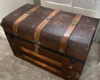Antique steamer trunk.