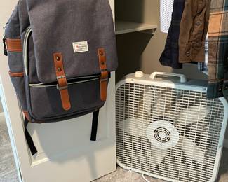 Modoker fashion bag in excellent condition; Lasko box fan.
