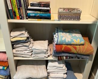 Large selection of books, towels, and interesting quality home decor.