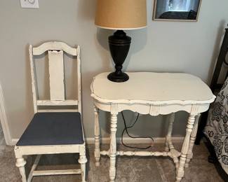 Painted (chubby chic) side/accent table by Mersman; painted (chubby chic) chair.